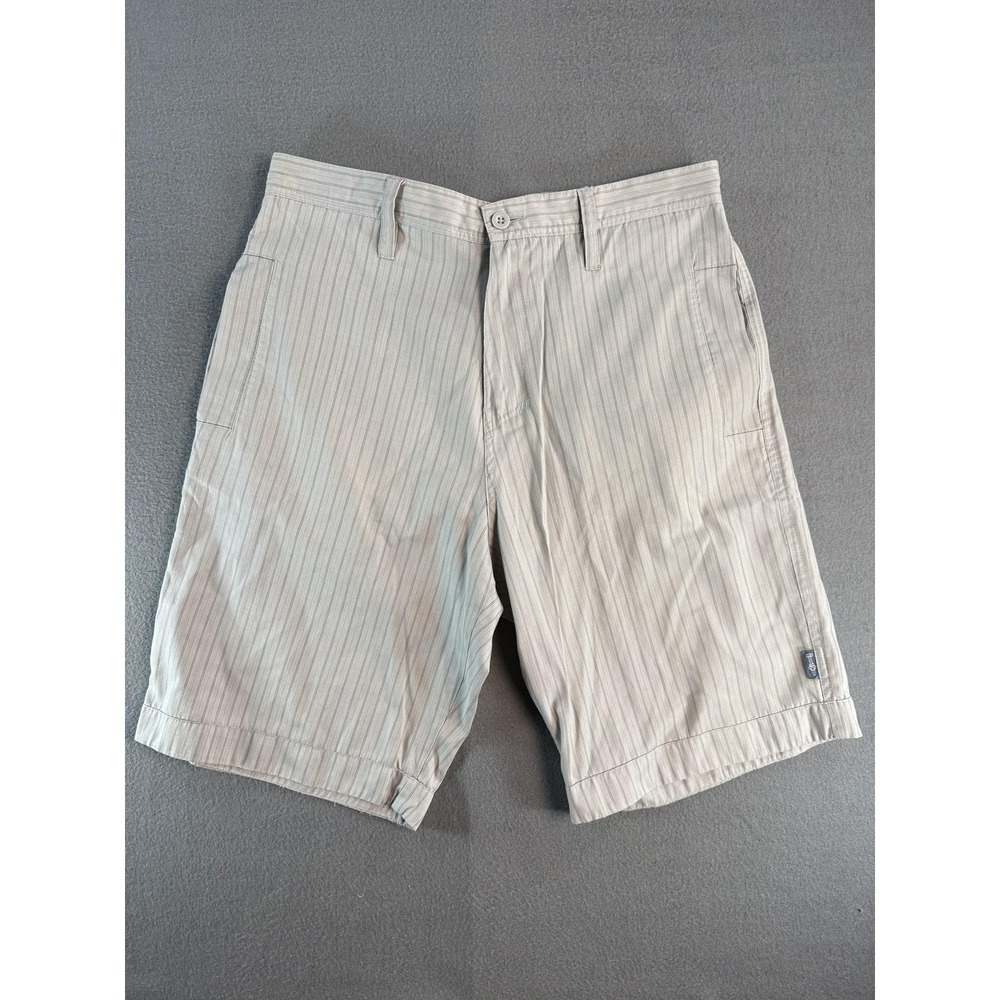 VTG Gotcha Shorts Mens 34 Beige Striped Chino Flat Front 11 Inseam‎ 90s Summer